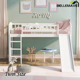 Bellemave® Twin Size Low Loft Bed with Slide and Ladder - Bellemave